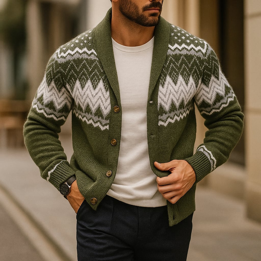 Men's Fair Isle Button Front Cardigan | Albie_3