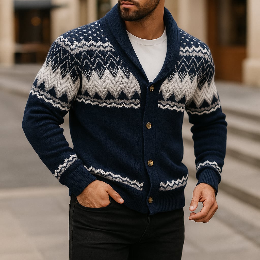 Men's Fair Isle Button Front Cardigan | Albie_5