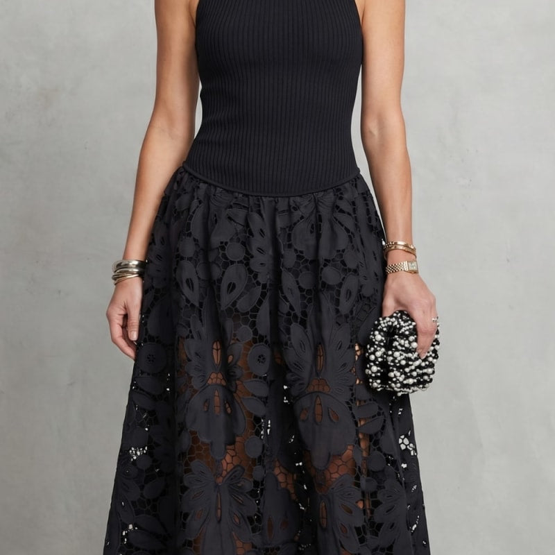 Women's Sleeveless Lace Midi Dress | Honour_1