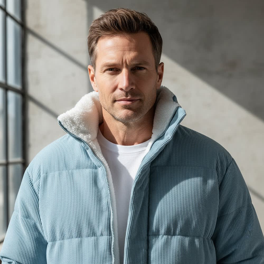 Men's Sherpa Lined Corduroy Puffer Jacket | Lionel_6