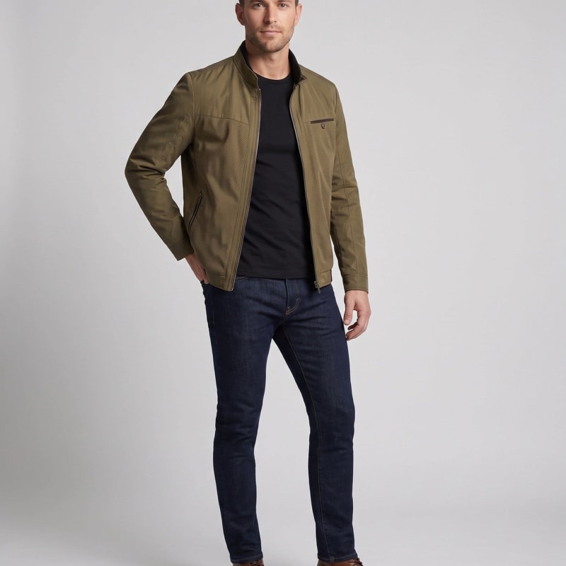 Men's Breathable Perforated Stand Collar Jacket | Rowan_1
