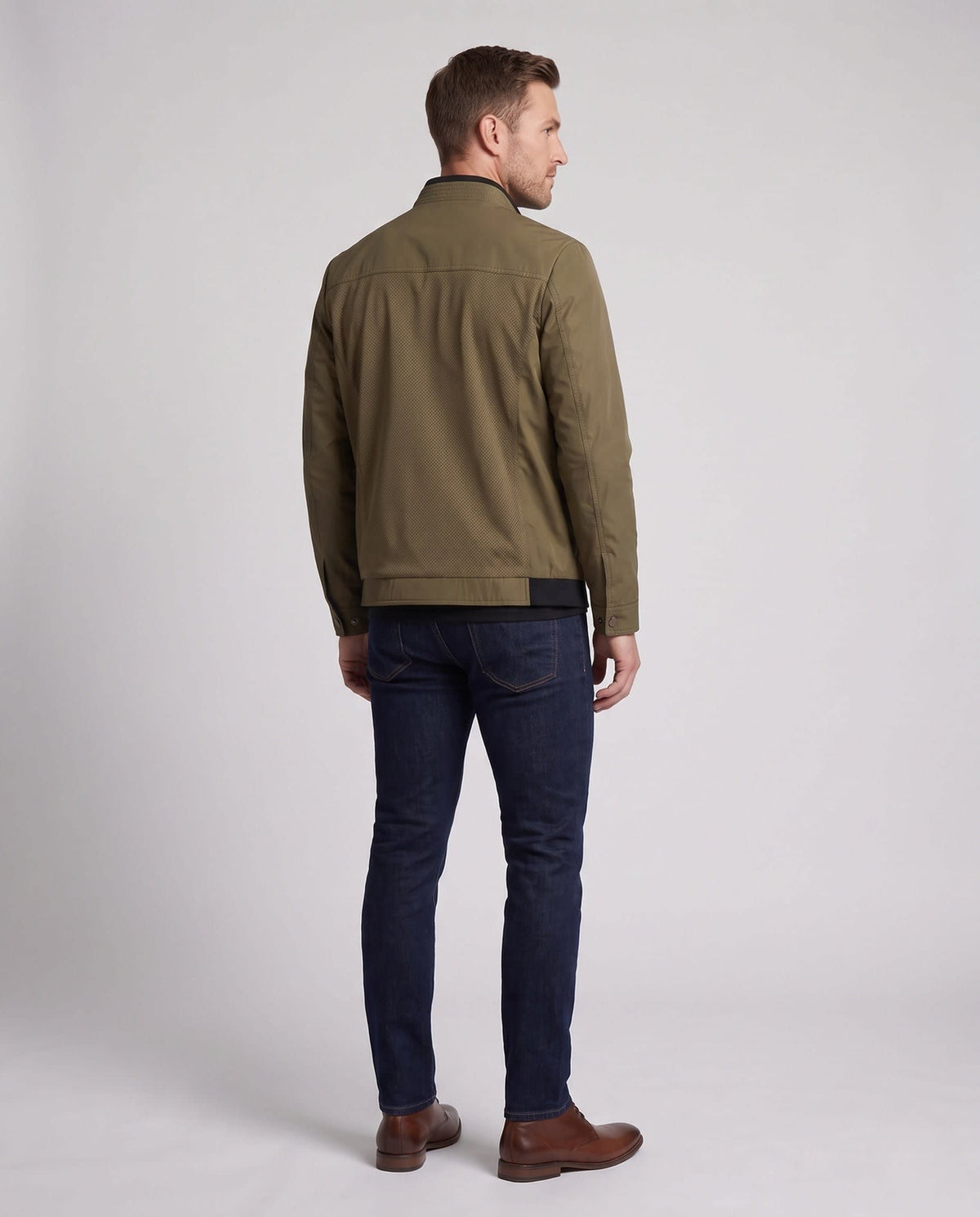 Men's Breathable Perforated Stand Collar Jacket | Rowan_4