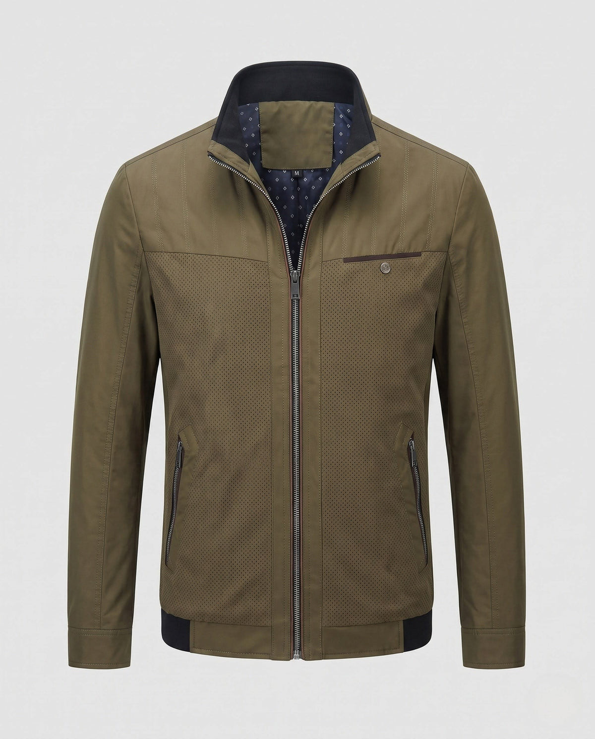 Men's Breathable Perforated Stand Collar Jacket | Rowan_5