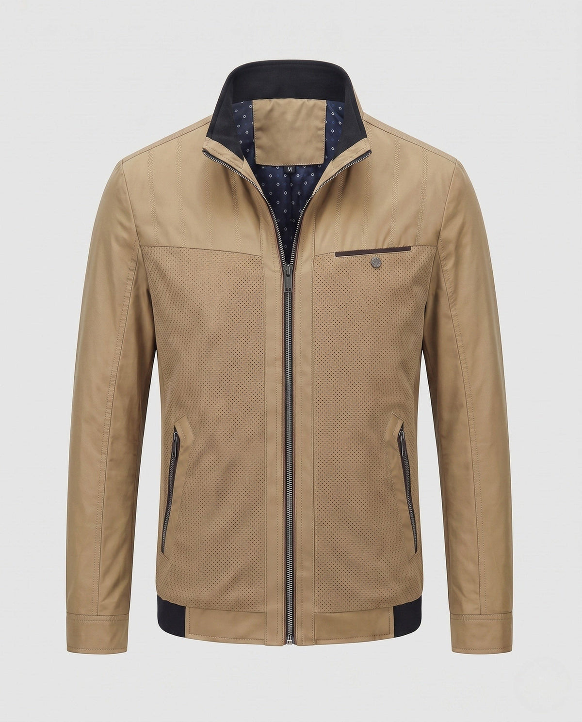 Men's Breathable Perforated Stand Collar Jacket | Rowan_6