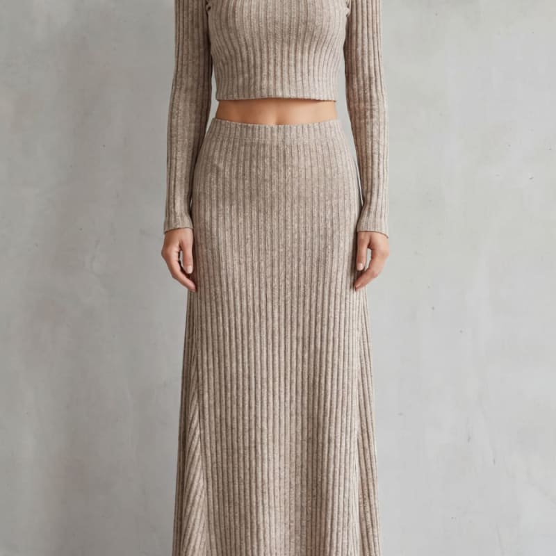 Women's Ribbed Knit Top and Skirt Set | Francine_1