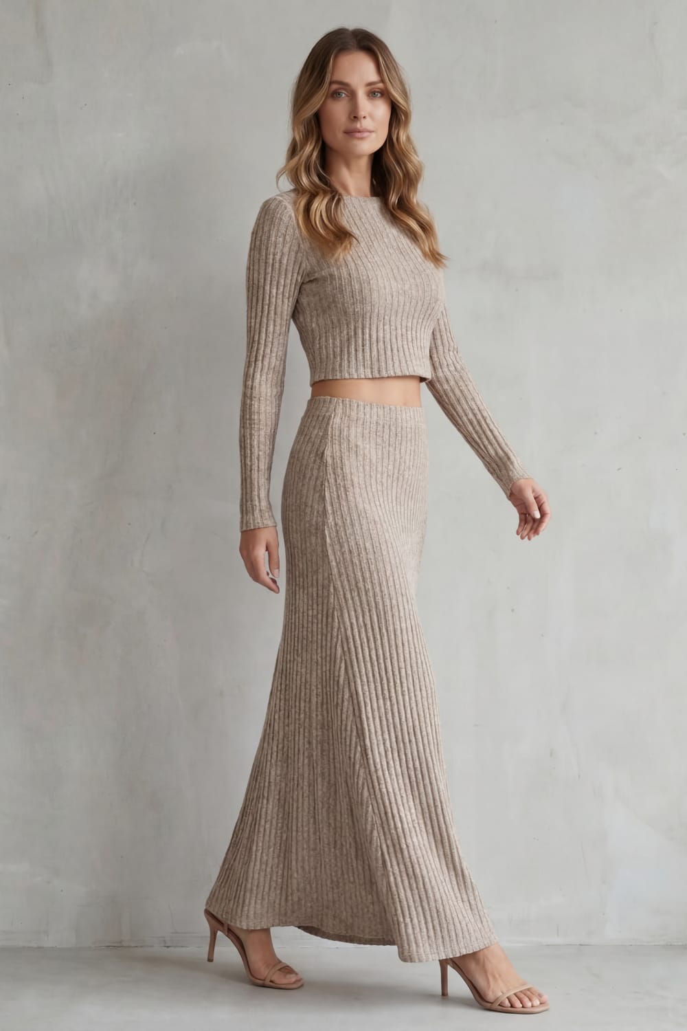 Women's Ribbed Knit Top and Skirt Set | Francine_3