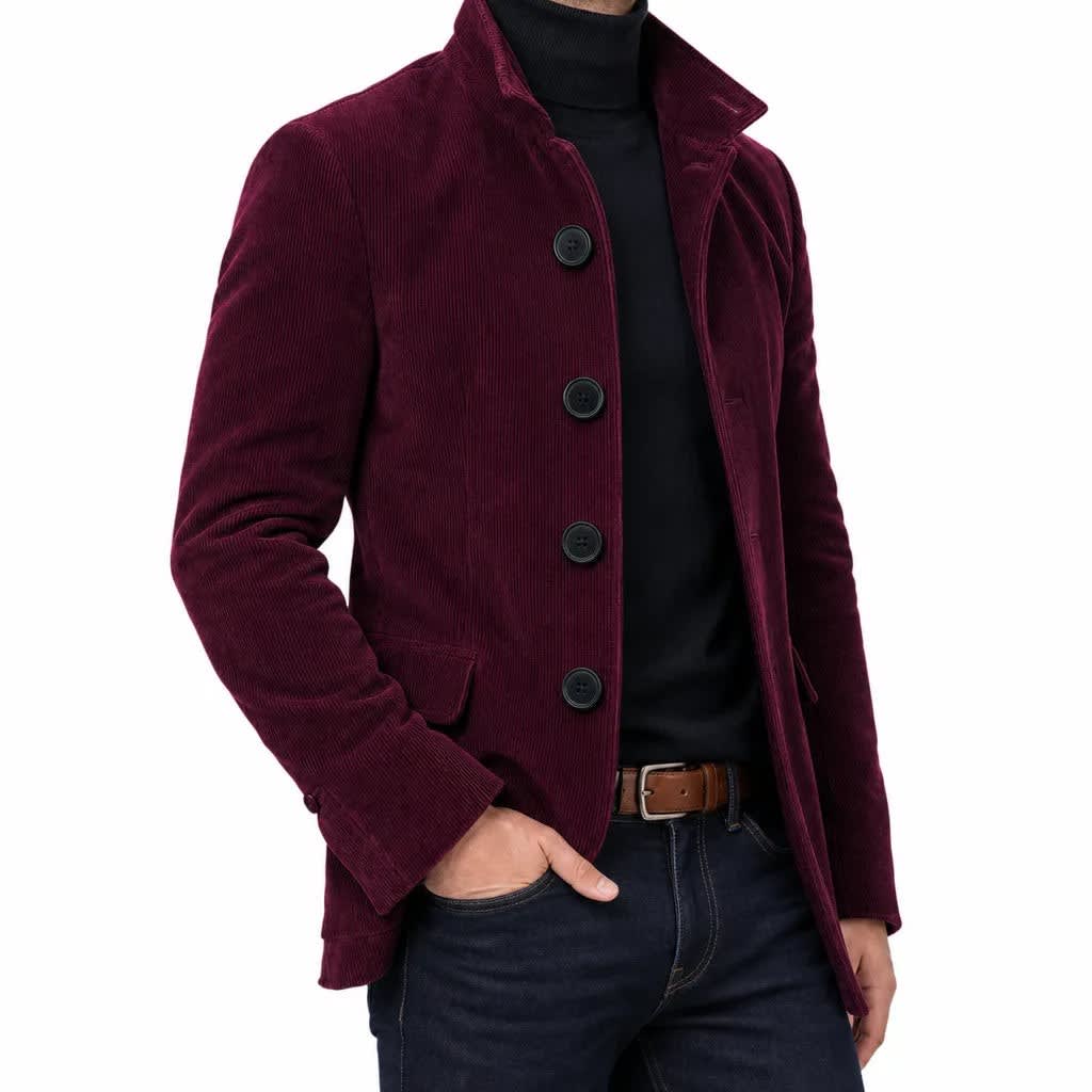 Men's Corduroy Stand Collar Jacket | Ciaran_2