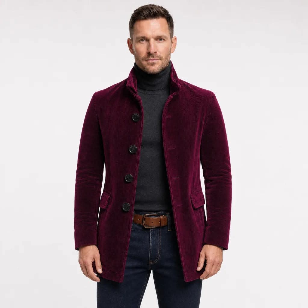 Men's Corduroy Stand Collar Jacket | Ciaran_3