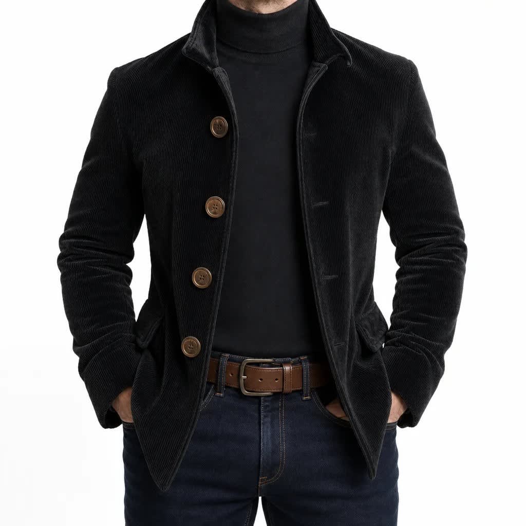 Men's Corduroy Stand Collar Jacket | Ciaran_5