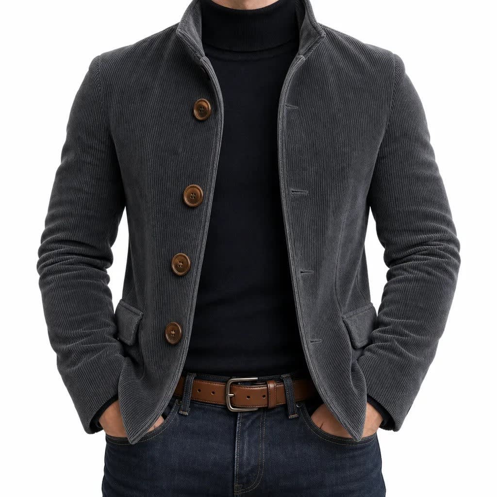 Men's Corduroy Stand Collar Jacket | Ciaran_6