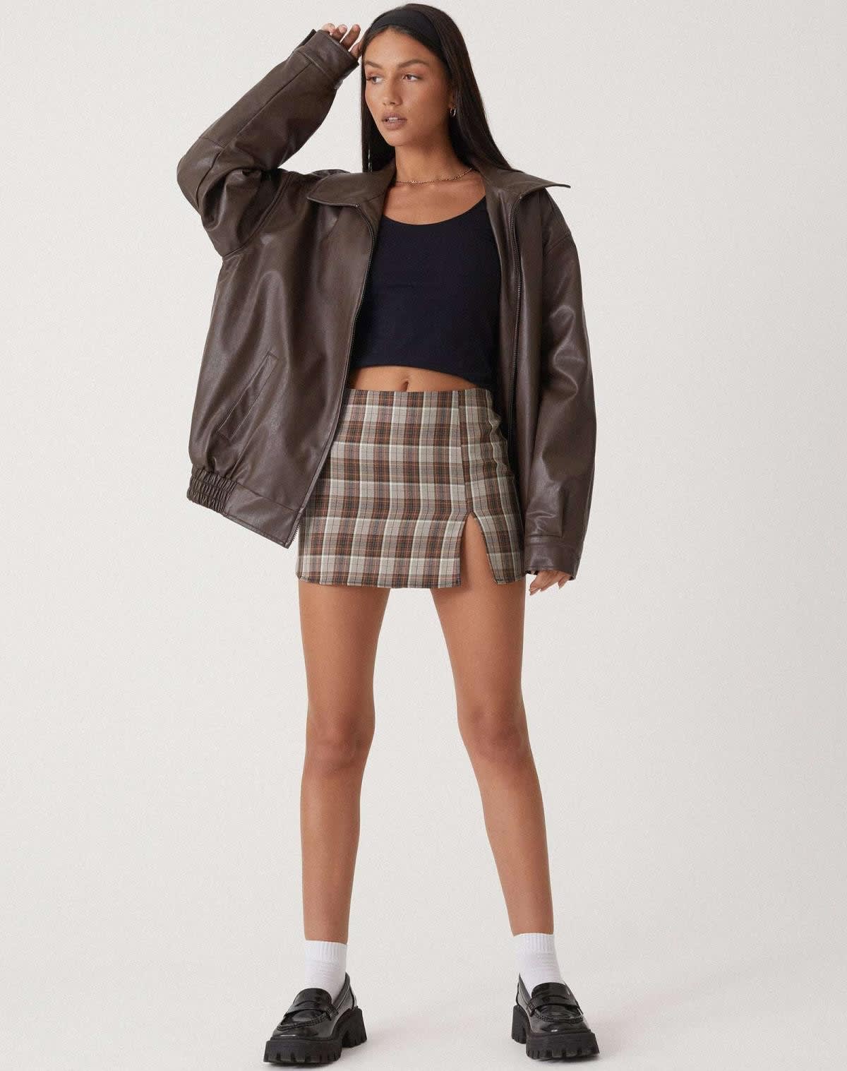 Women's Faux Leather Oversized Bomber Jacket | Alicia_2