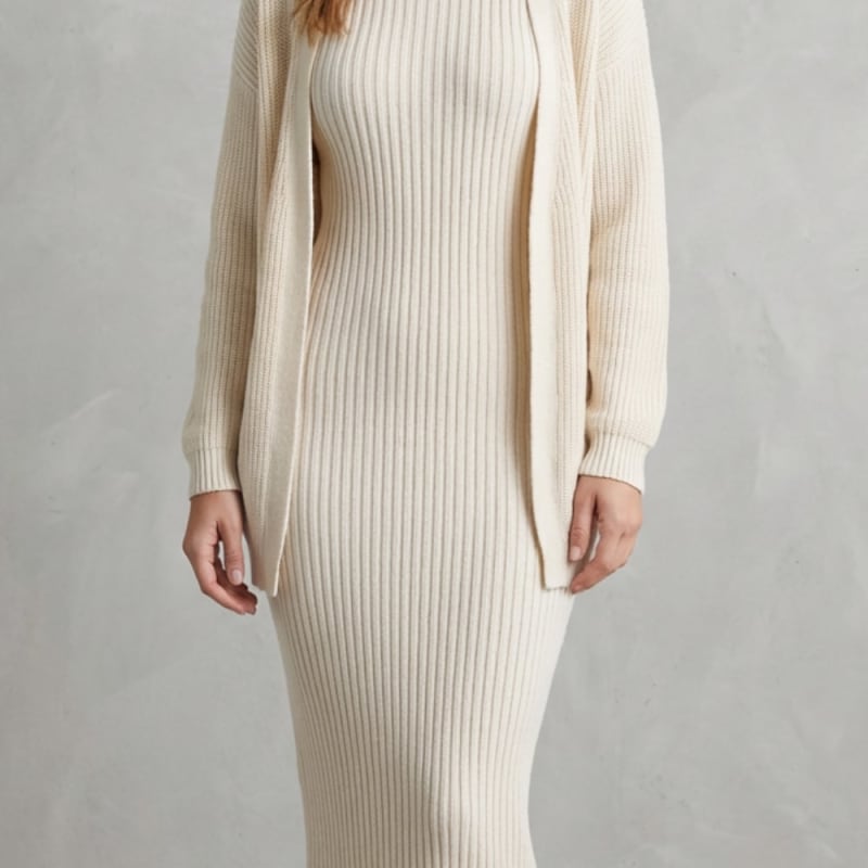 Women's Ribbed Knit Midi Dress and Cardigan Set | Gabriella_1