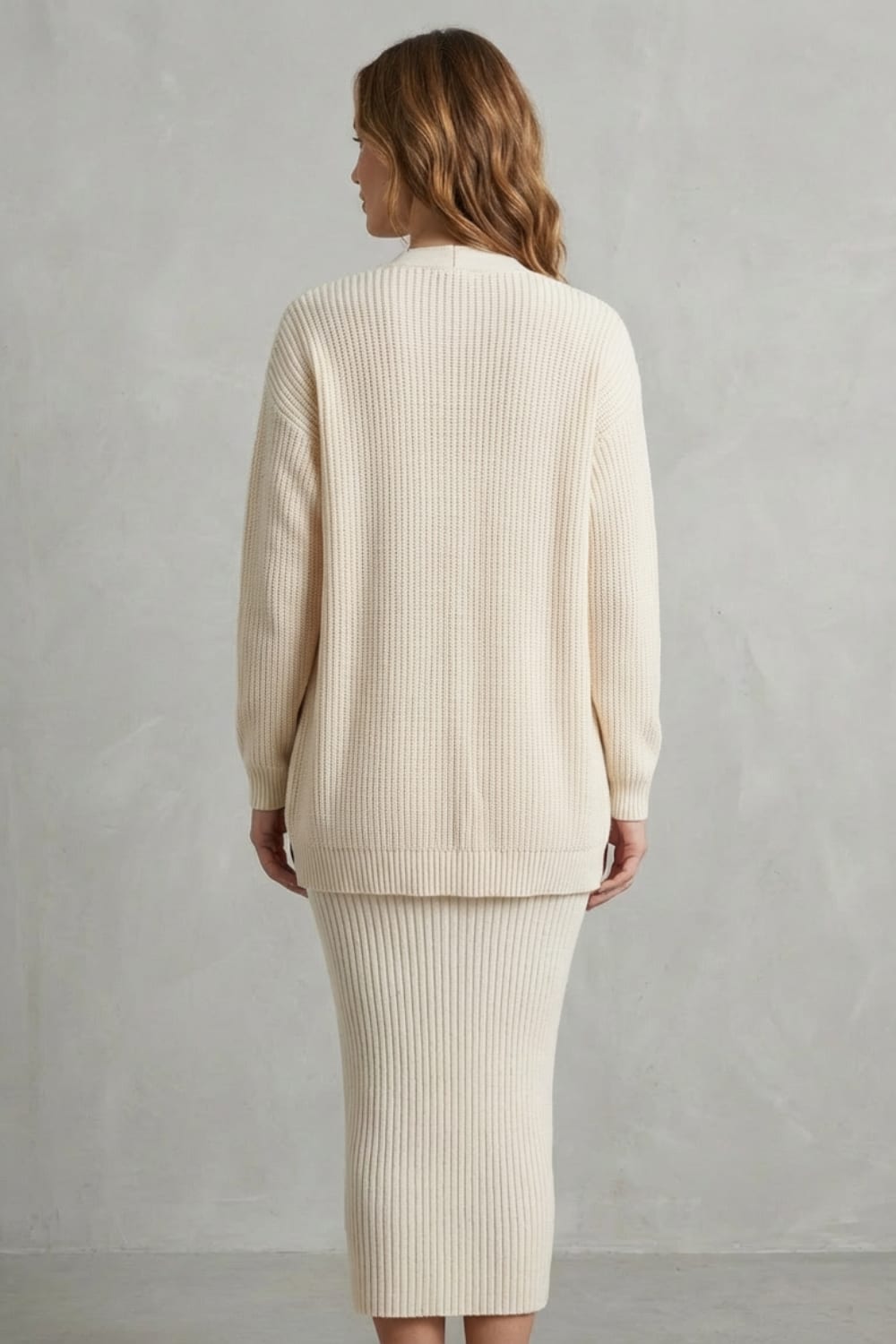 Women's Ribbed Knit Midi Dress and Cardigan Set | Gabriella_4