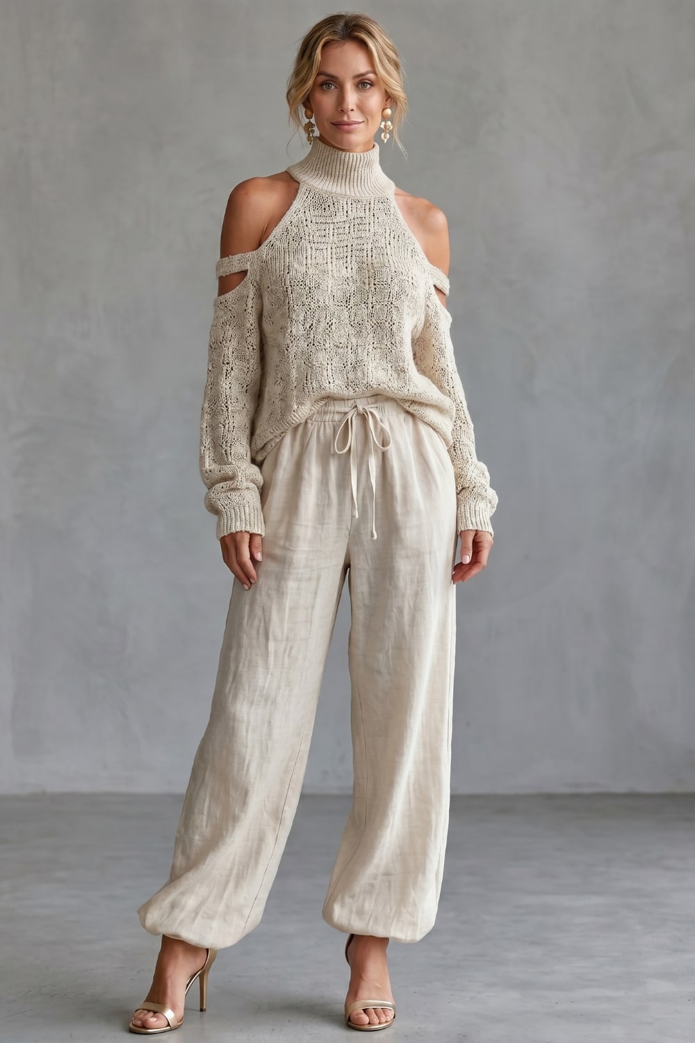Women's Cold Shoulder Knit Jumper & Trouser Set | Hallie_2