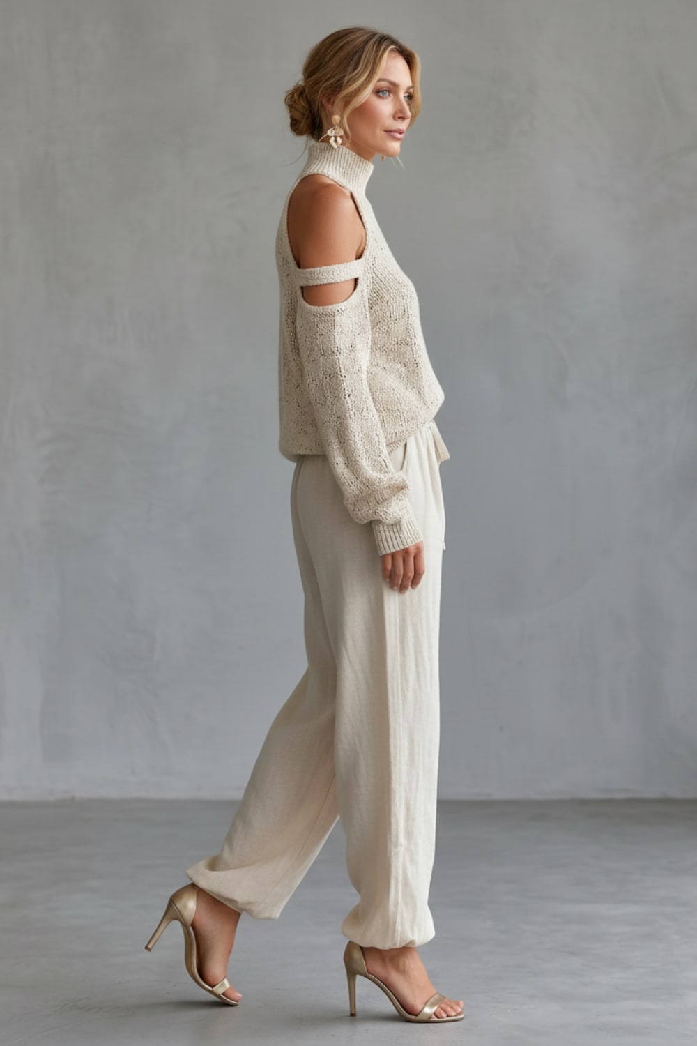 Women's Cold Shoulder Knit Jumper & Trouser Set | Hallie_3