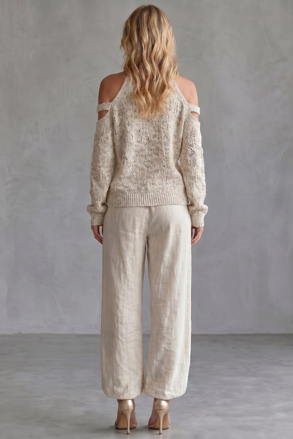 Women's Cold Shoulder Knit Jumper & Trouser Set | Hallie_4