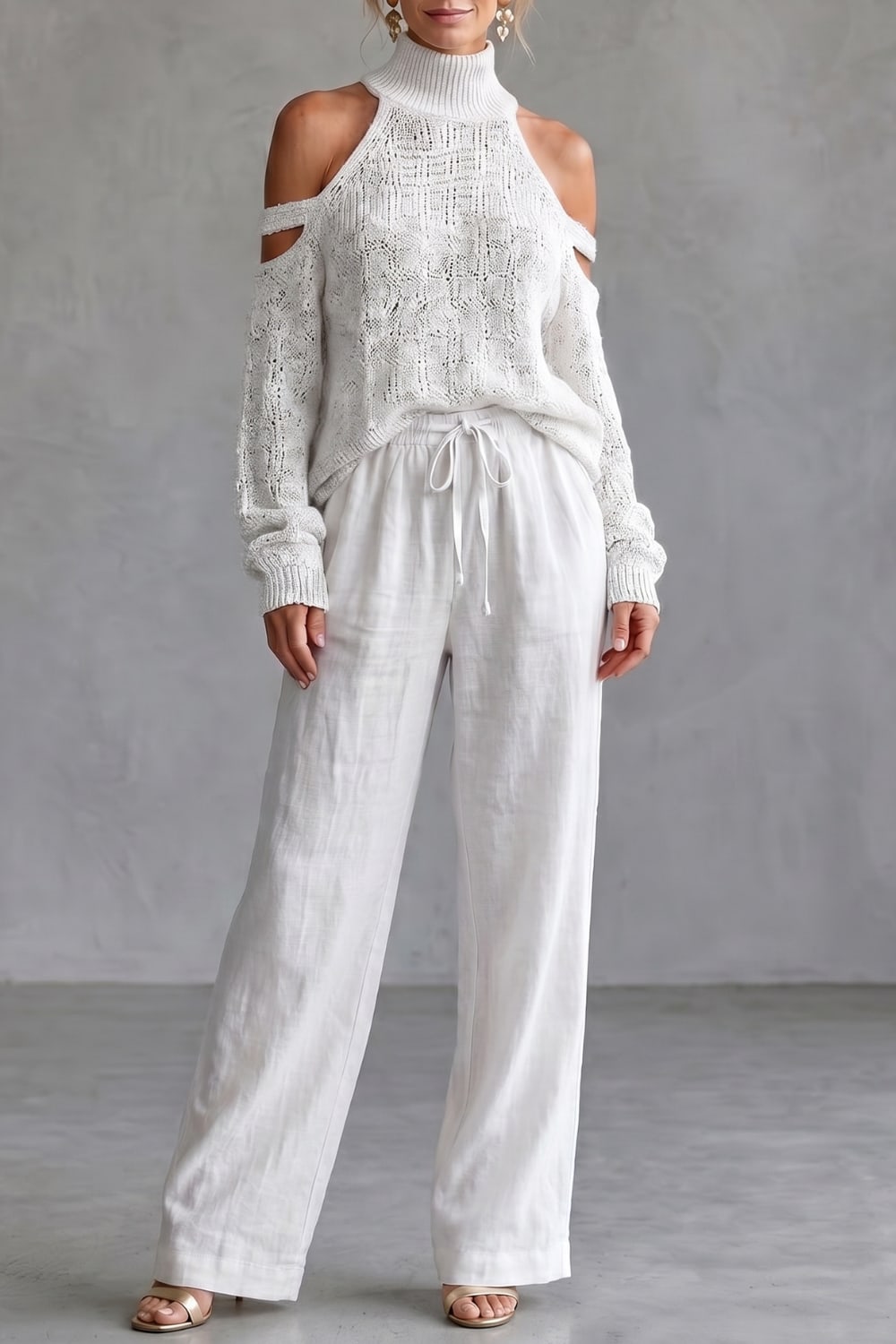 Women's Cold Shoulder Knit Jumper & Trouser Set | Hallie_5