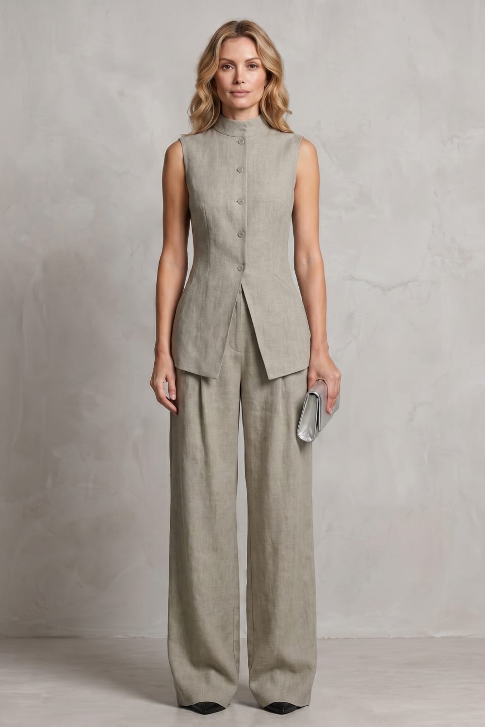 Women's Sleeveless Wide Leg Trouser Suit | Greer_10