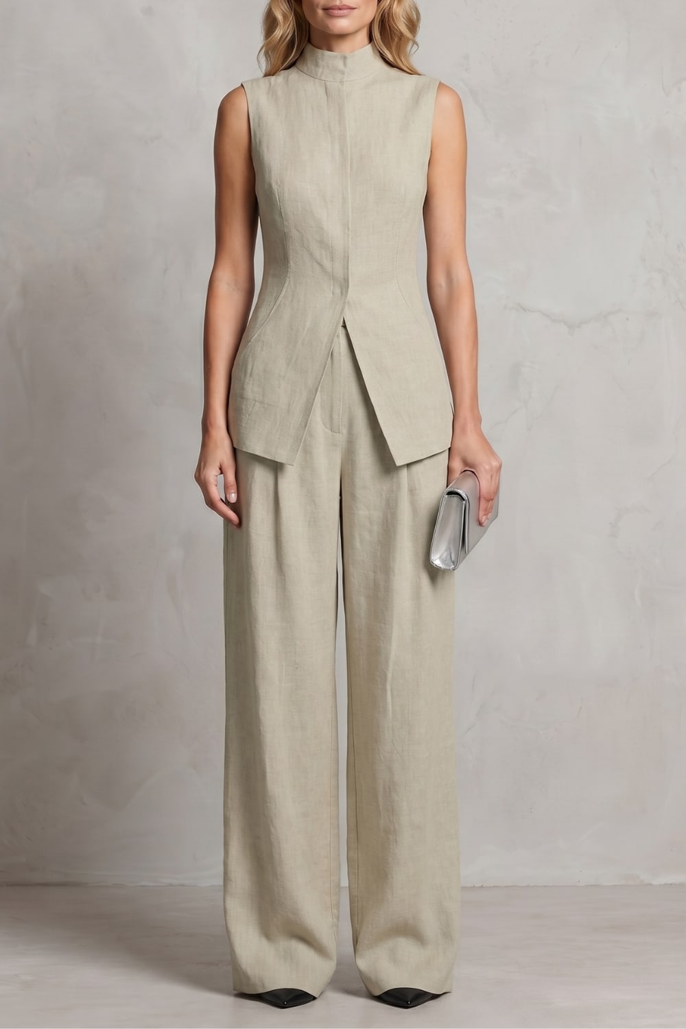 Women's Sleeveless Wide Leg Trouser Suit | Greer_15