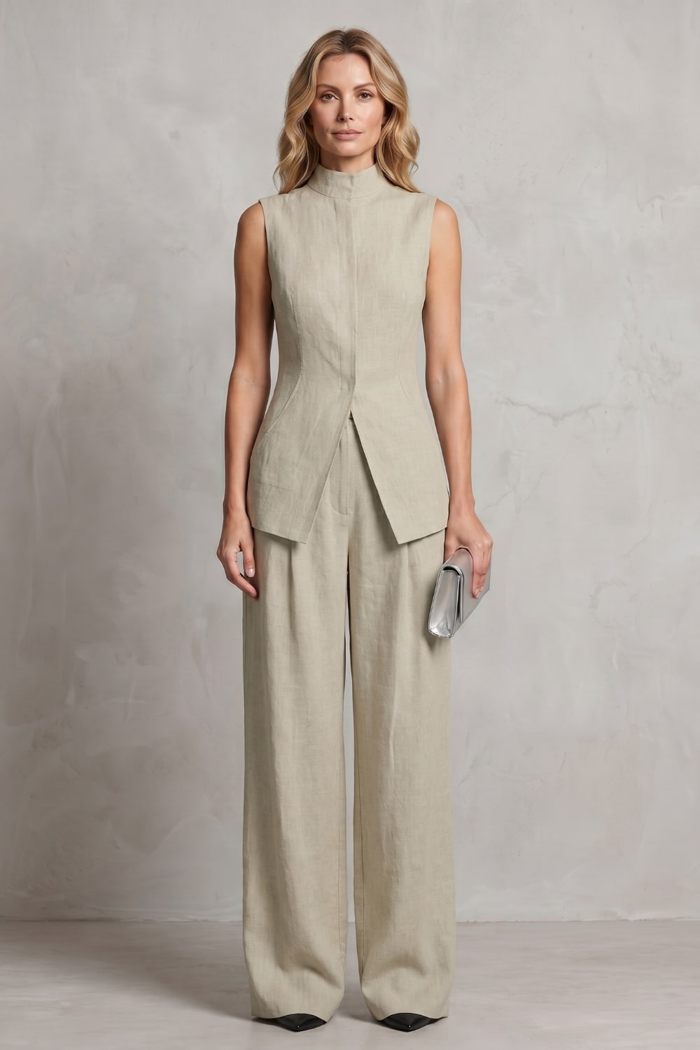 Women's Sleeveless Wide Leg Trouser Suit | Greer_16