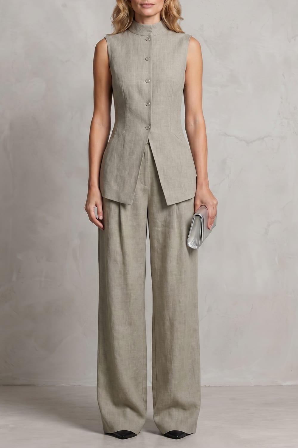 Women's Sleeveless Wide Leg Trouser Suit | Greer_9