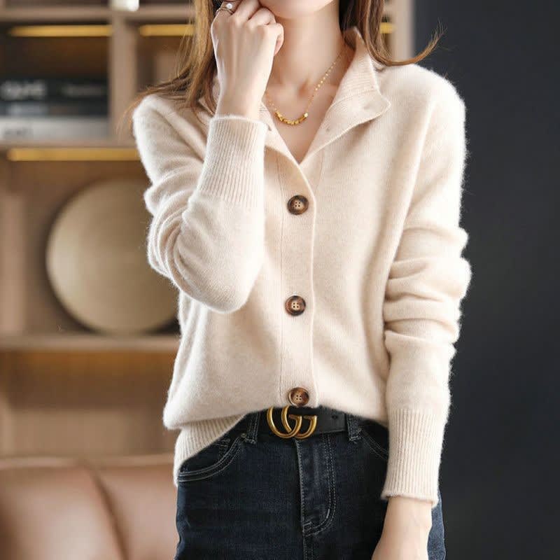 Women's High Neck Cashmere Blend Cardigan | Erin_3