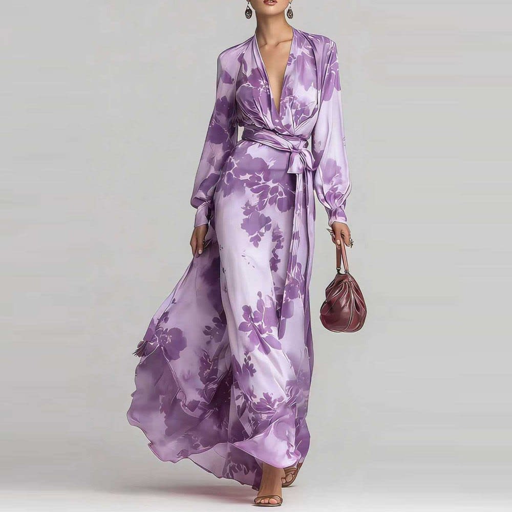 Women's Floral Chiffon Maxi Dress | Orlaith_9