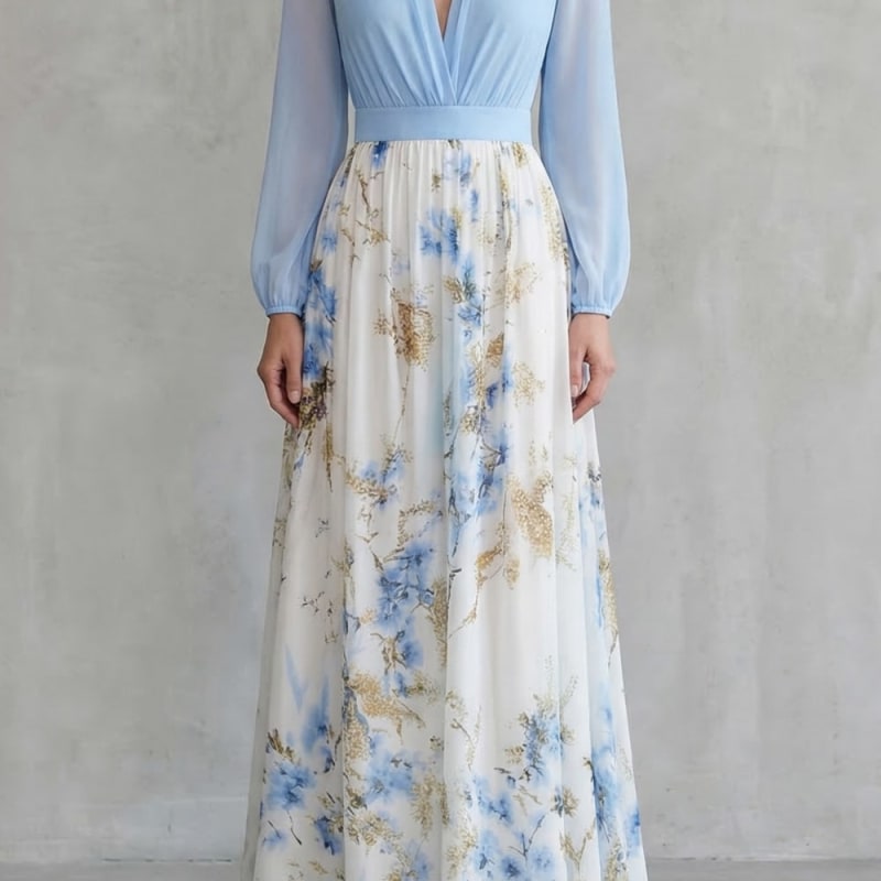 Women's Floral Long Sleeve Maxi Dress | Sylvestra_1