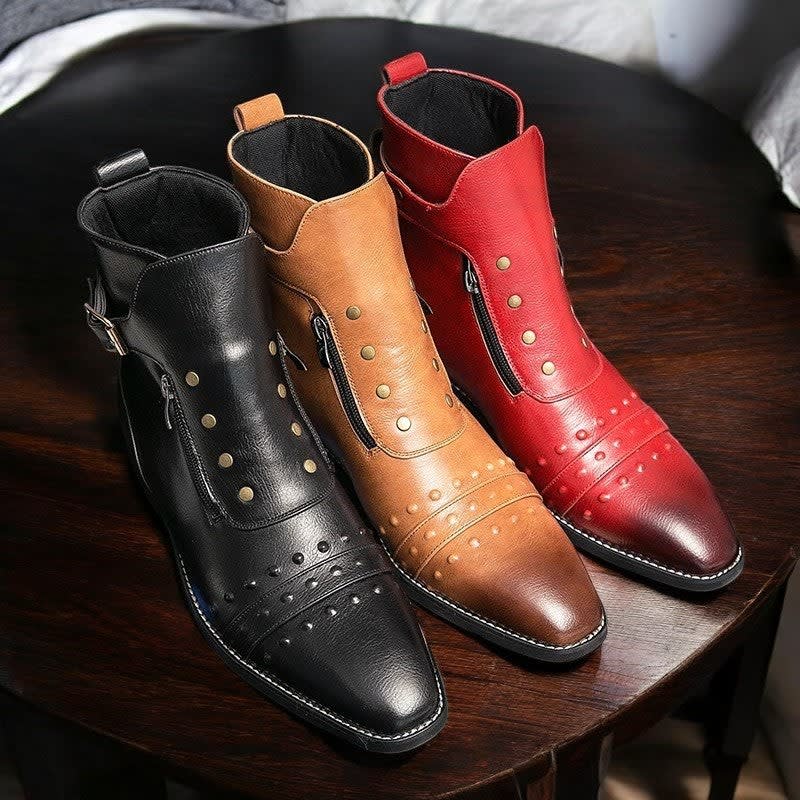 Men's Studded Leather Ankle Boots | Augustus_2
