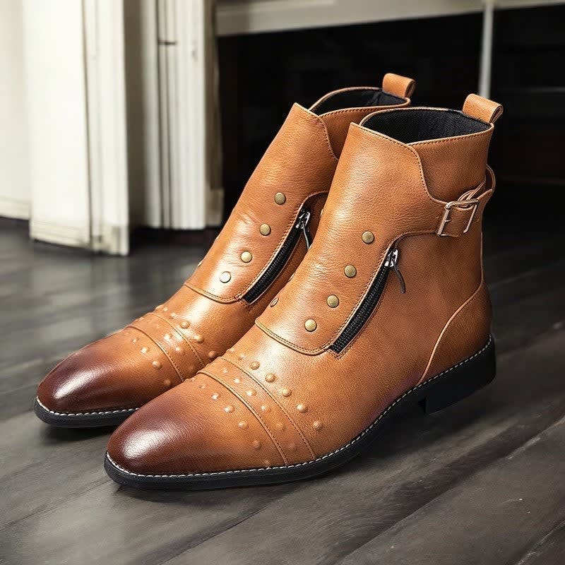 Men's Studded Leather Ankle Boots | Augustus_3