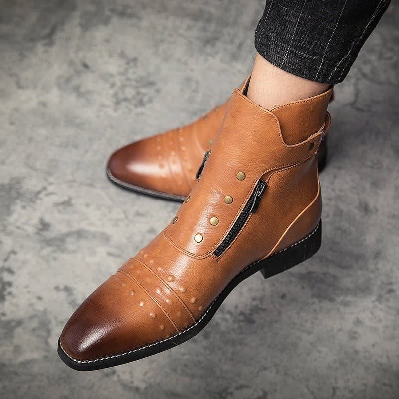 Men's Studded Leather Ankle Boots | Augustus_7