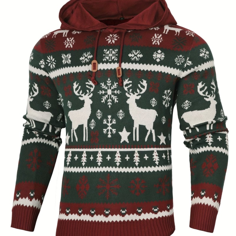 Men's Hooded Reindeer Christmas Jumper | Callum_1
