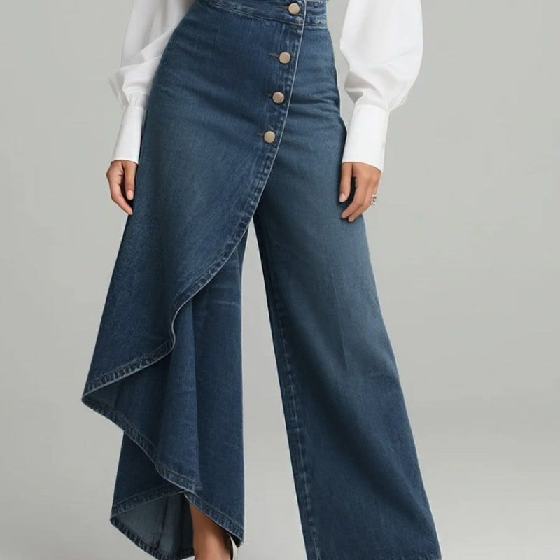 Women's Wide Leg Wrap Jeans | Ethelwyn_1
