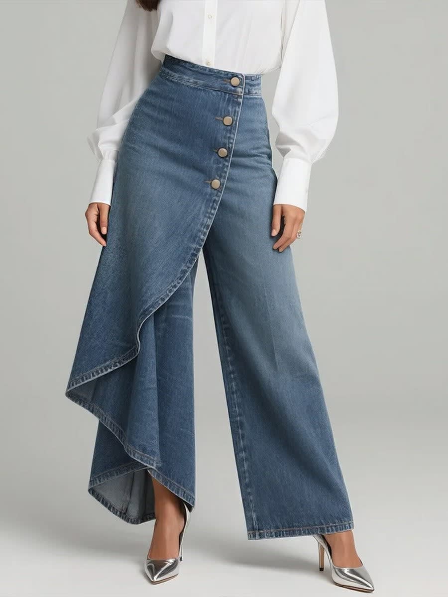 Women's Wide Leg Wrap Jeans | Ethelwyn_3