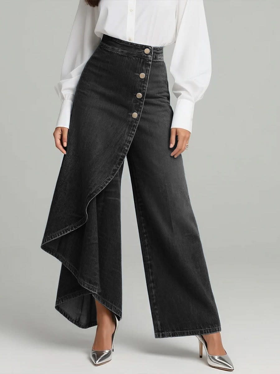 Women's Wide Leg Wrap Jeans | Ethelwyn_5