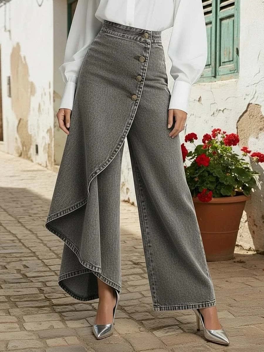 Women's Wide Leg Wrap Jeans | Ethelwyn_7