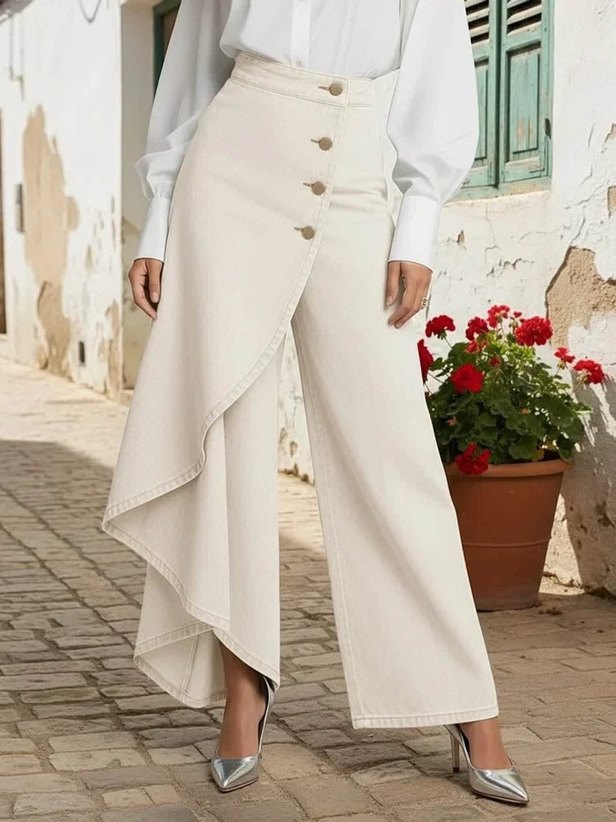 Women's Wide Leg Wrap Jeans | Ethelwyn_8