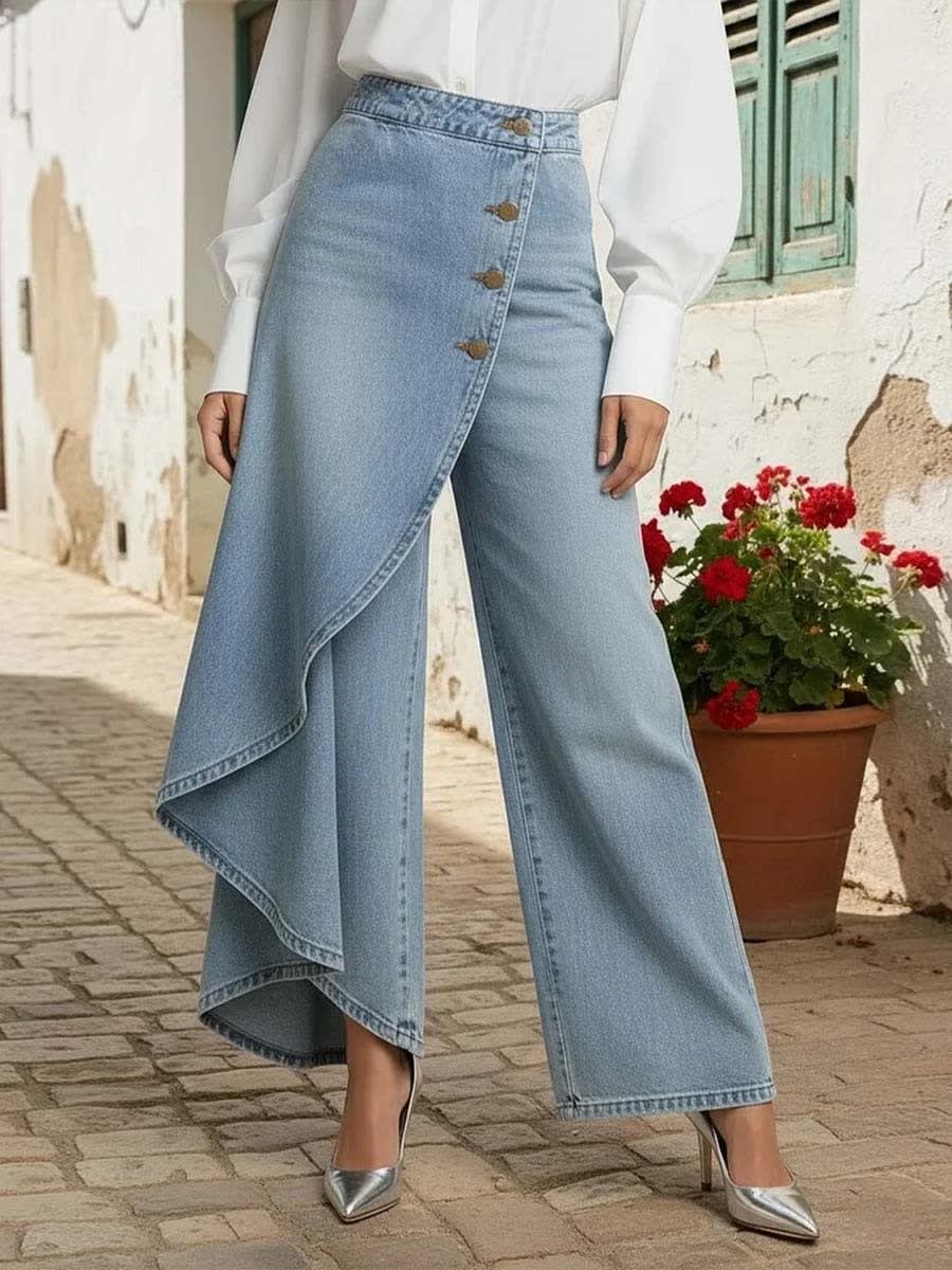 Women's Wide Leg Wrap Jeans | Ethelwyn_9