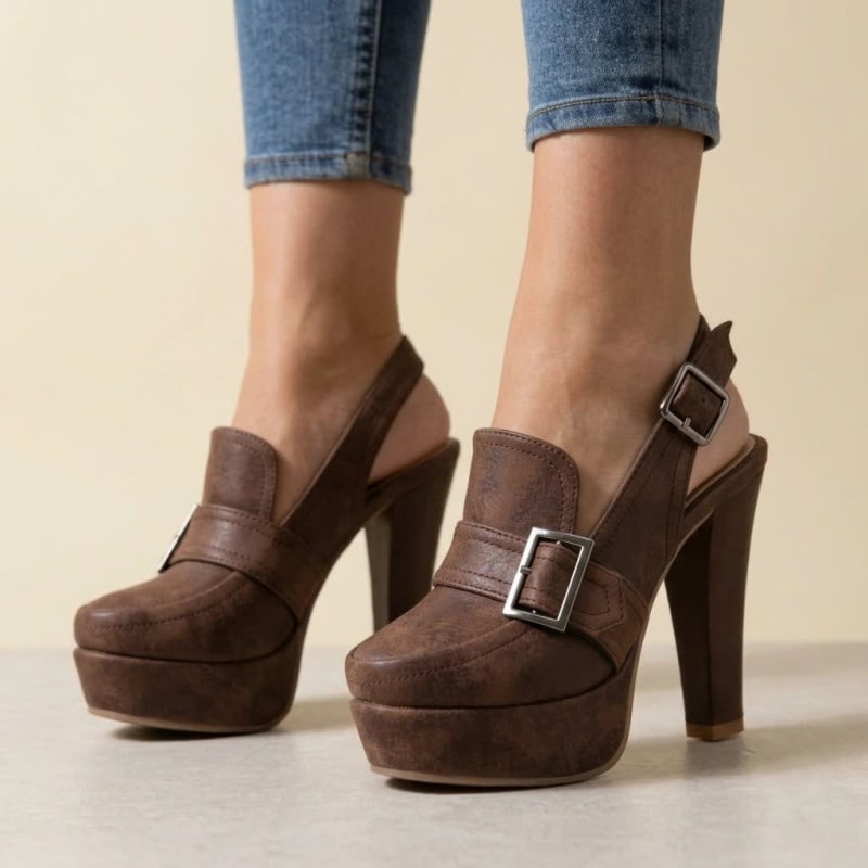 Women's Suede Platform Block Heels | Calista_1
