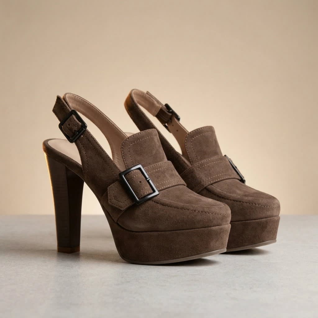 Women's Suede Platform Block Heels | Calista_3