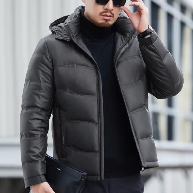 Men's Hooded Leather Puffer Jacket | Zachary_8