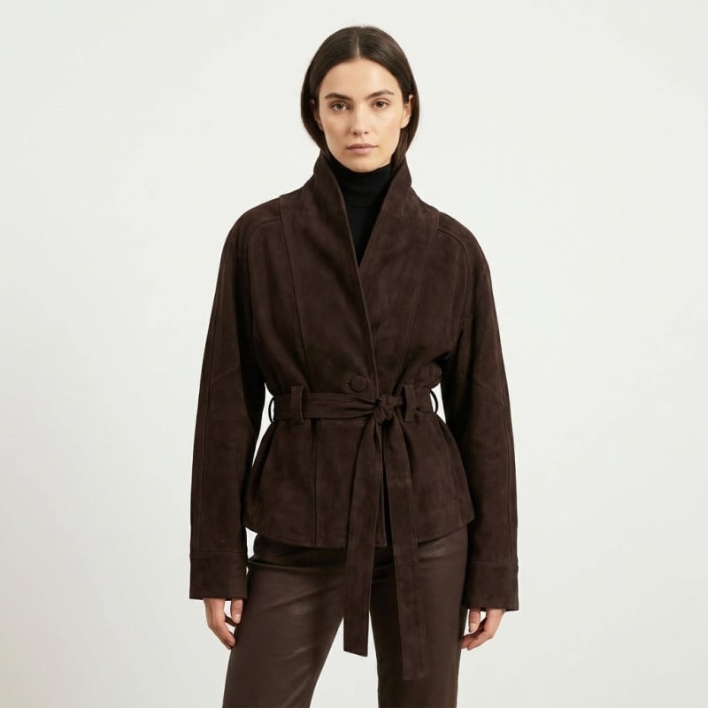 Women's Belted Suede Jacket | Corinne_1