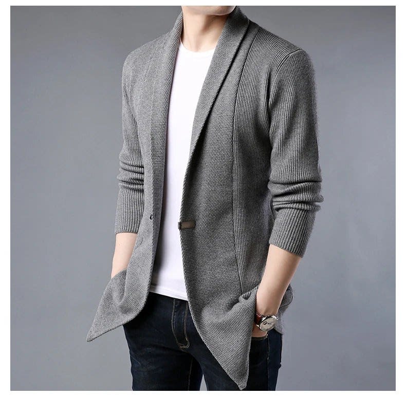 Men's Ribbed Shawl Collar Cardigan | Archie_5