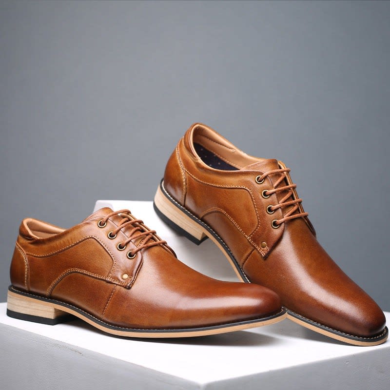 Men's Leather Lace-Up Derby Shoes | Ifor_3