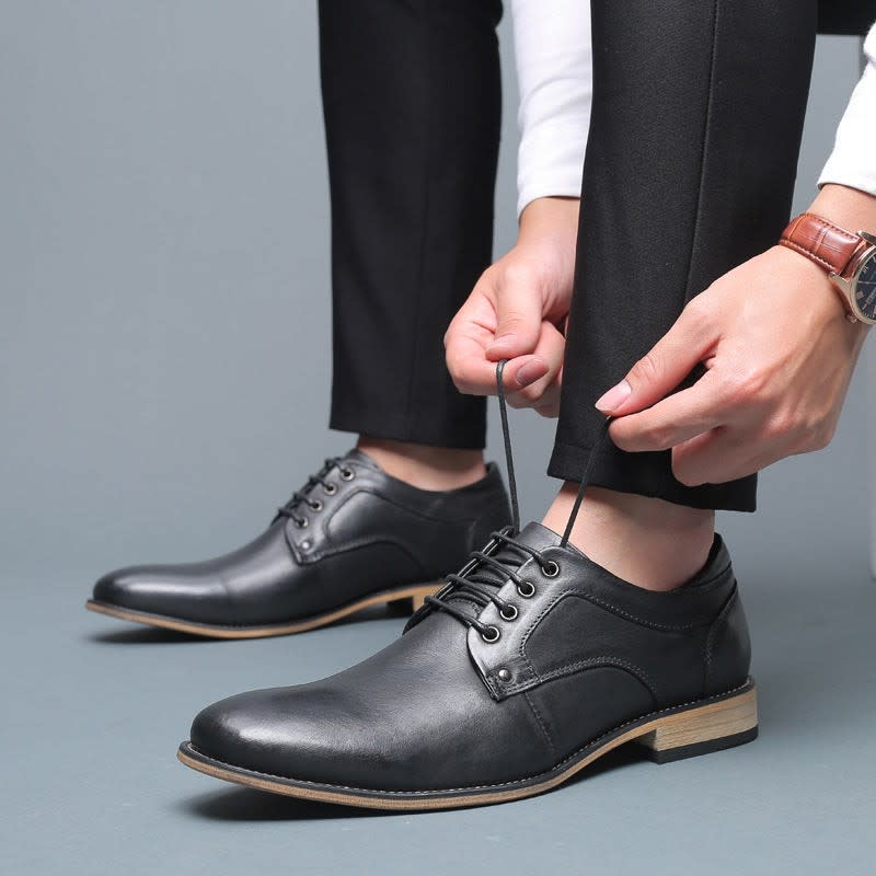 Men's Leather Lace-Up Derby Shoes | Ifor_5