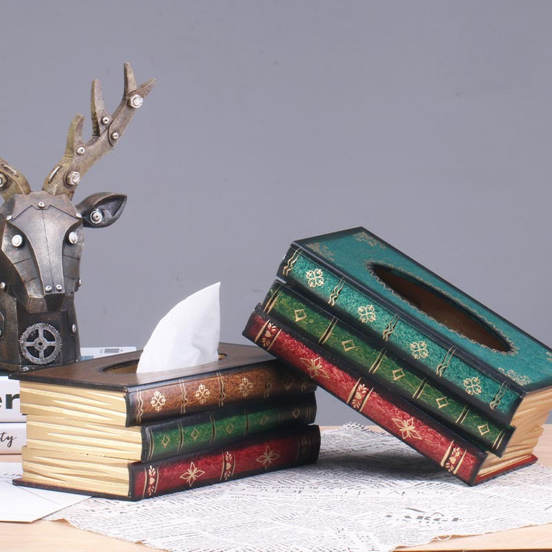 Decorative Tissue Box Cover Antique Book Design | Jasper