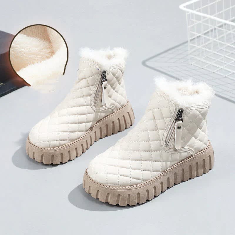 Women's Quilted Faux Fur Ankle Boots | Finola_12