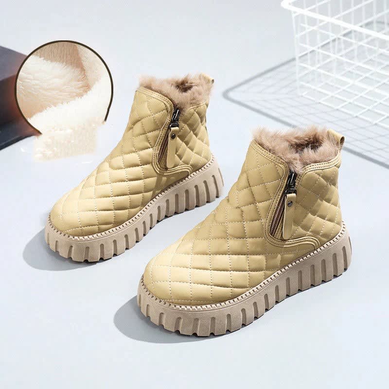 Women's Quilted Faux Fur Ankle Boots | Finola_2