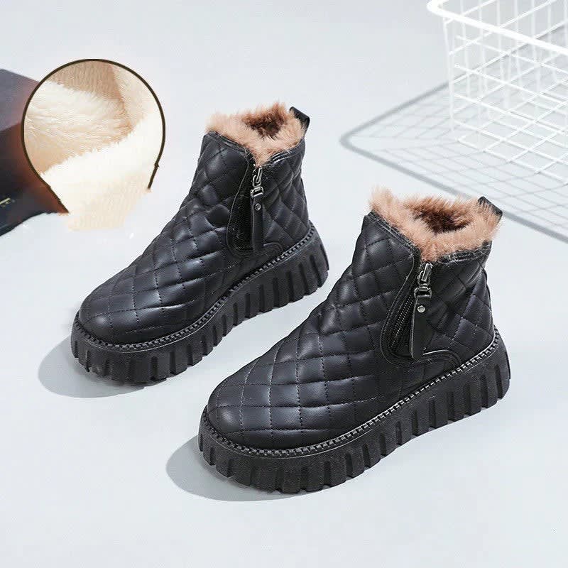 Women's Quilted Faux Fur Ankle Boots | Finola_3