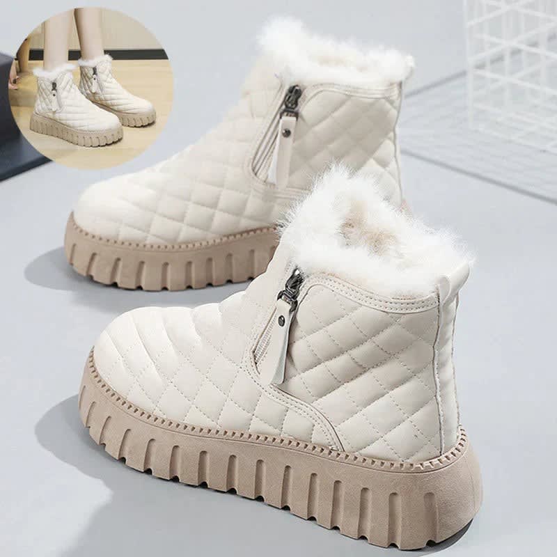 Women's Quilted Faux Fur Ankle Boots | Finola_5